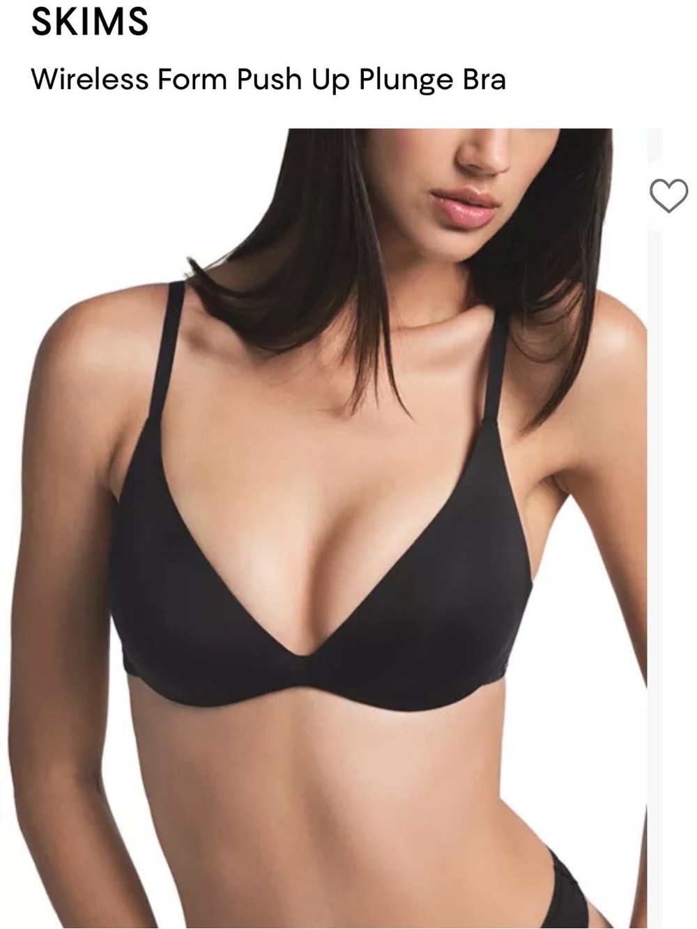 SKIMS Wireless Push-Up Plunge Bra — Black 34B